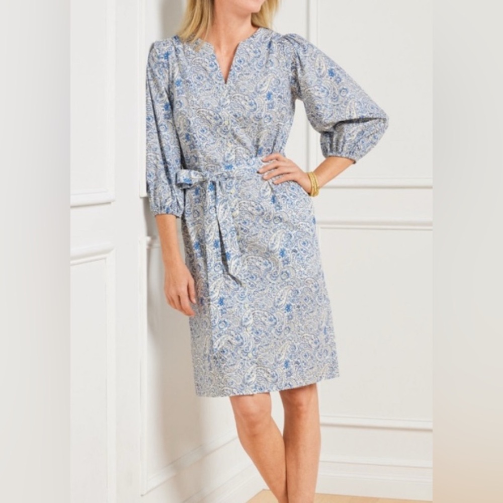 Talbots Light Blue Paisley Midi Dress